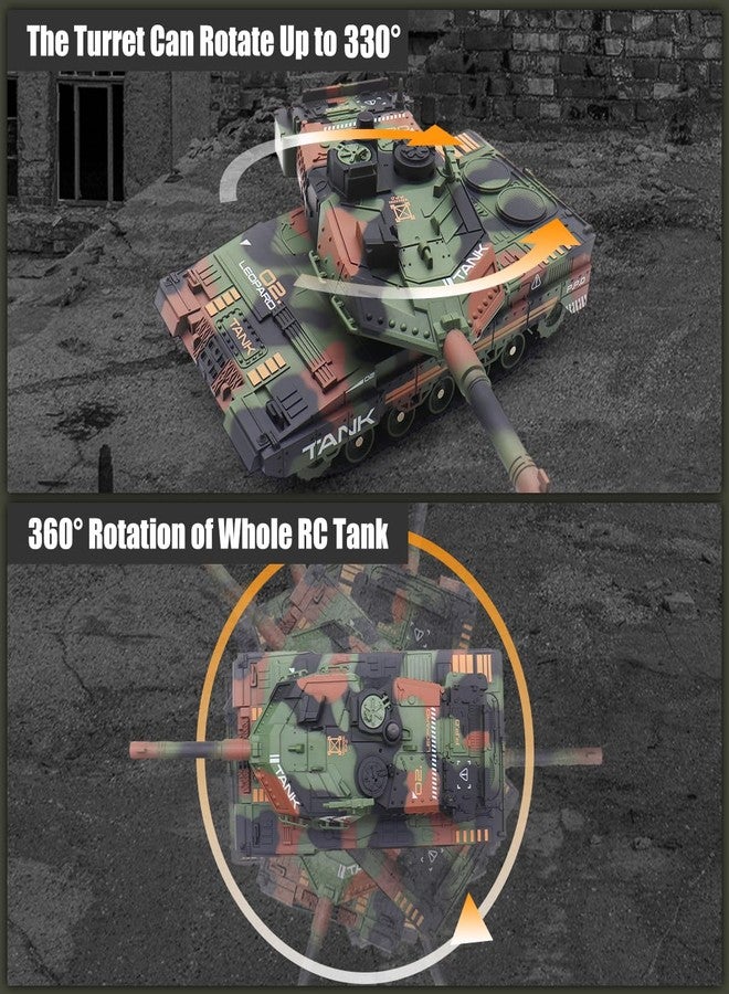 Hitish RC Tank - 2.4Ghz Remote Control Army Tank Toys with Auto Demo Sound Light Smoke - 13 Channel Military Vehicles Model Gift for Kids Adults Boys Age 6-8 9-12, Army Green - Image 5